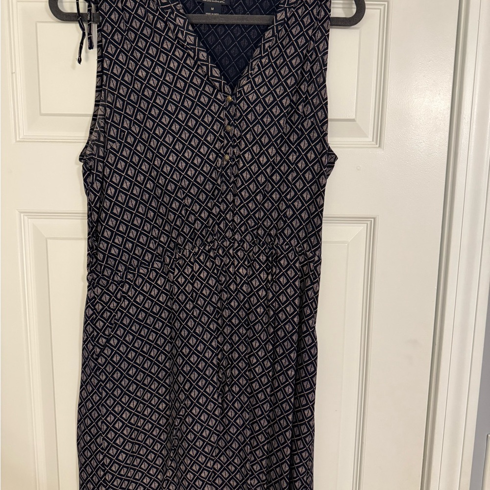 Lucky Brand Black and White Sleeveless Midi Sundress